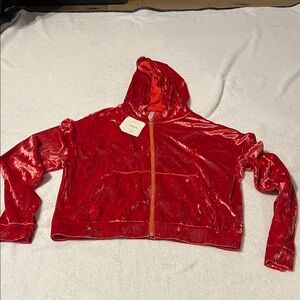 Fabletics crushed velour zip up hoodie